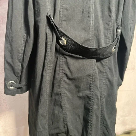 Lane Bryant Womens Black Light Weight Button Down Long Trench Coat Size 14/16 - Picture 5 of 7